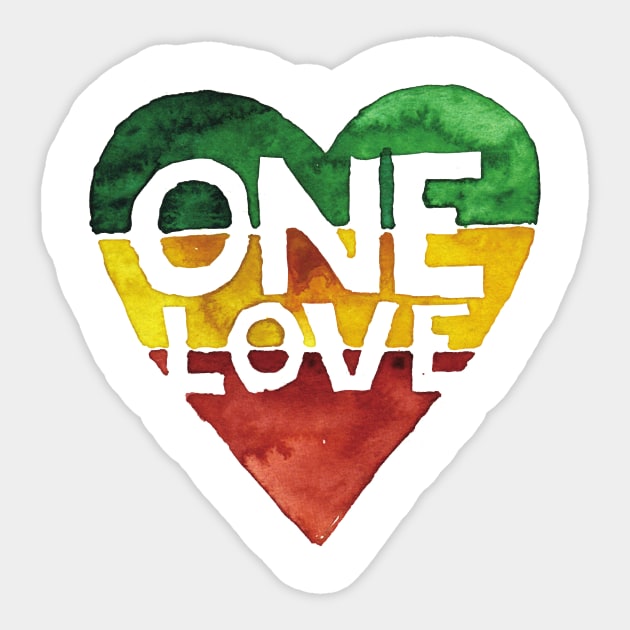 One Love Music Rasta Reggae Heart Peace Roots Sticker by backlessprojector